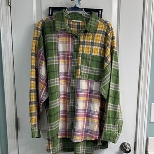 Women's Easel Plaid Green and Yellow Flannel Shirt